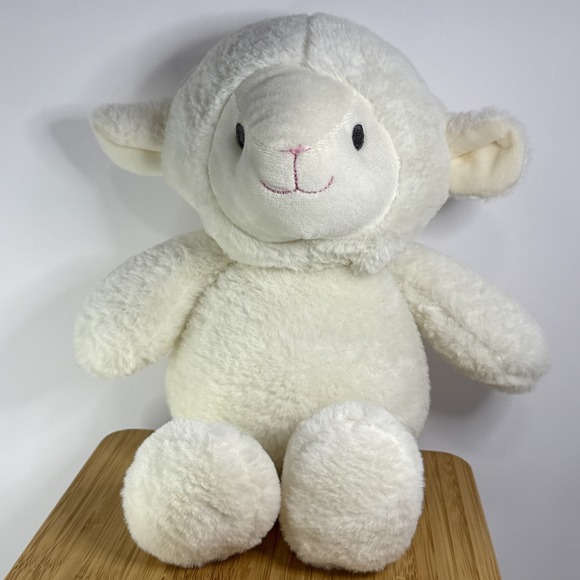 Kellytoy Other - Kelly Toy Baby Lamb Rattle Cream With Embroidered Eyes‎ Plush Stuffed Animal 12"